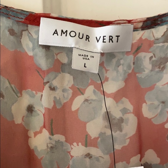 Amour Vert Marianna silk chiffon floral red dress - Picture 3 of 8